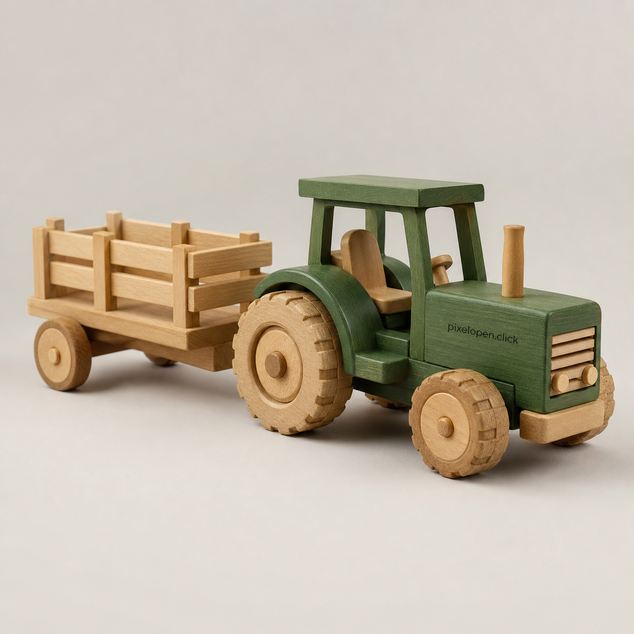 Wooden Tractor with Trailer